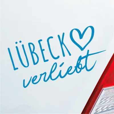 Produktbild von Auto Aufkleber Lübeck verliebt Herz Stadt Heimat Liebe Car 19x10 cm Hellblau Sticker Heckscheibenaufkleber