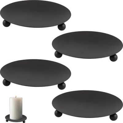 Produktbild von bremermann 4er-Set Kerzenhalter, Kerzenleuchter, Stumpenkerze, Metall, schwarz-matt