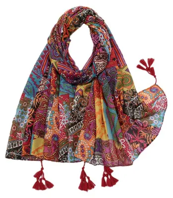 Obrázok produktu pre Ľahké boho šatky s franjami a kvetinovým vzorom