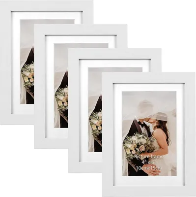 Produktbild von EXYGLO 4er Set Bilderrahmen 10x15 cm Weiß - Wand- oder Tischaufsteller