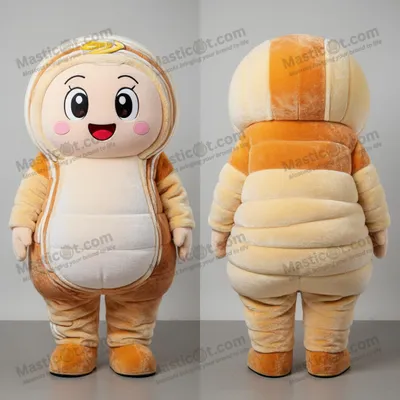 Image de Mascotte MASTICOT en costume de nouilles ramen blanc velouté