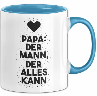 Produktbild von Papa: der Mann, der alles kann Tasse mit Spruch Geschenk Papa (Blau)