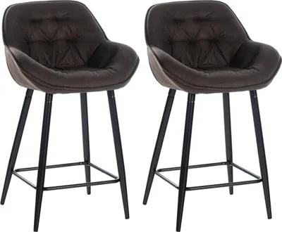 Immagine prodotto di set di 2 sgabelli da bar - Sgabello - Elevato comfort di seduta con rivestimento in velluto | Colore: Marrone | Materiale: Polvere