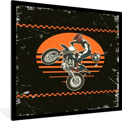 Produktbild von MuchoWow® MuchoWow® Gerahmtes Poster Jahrgang - Motorrad - Design 40x40 cm - Poster mit zchwarzem Bilderrahmen - Mit Rahmen - Wanddekoration Schlafzimmer