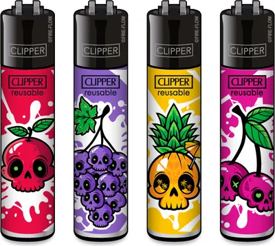 Produktbild von Clipper Feuerzeug 4er Set Fruit Skulls #2