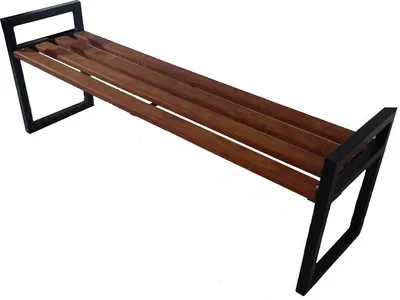 Produktbild von Gartenbank ohne Rückenlehne Parkbank Gartenmöbel Holzbank 180x60cm Metall Holz Garten Bank Sitzbank Möbel