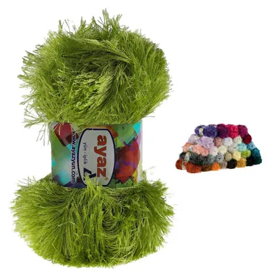 100g Strickgarn Yumos Fransenstrickgarn Strickwolle, limettengrün