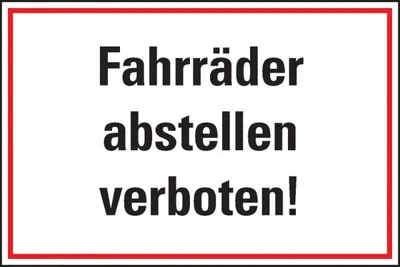 Produktbild von Dreifke® Schild I Hinweisschild Fahrräder abstellen verboten!, Aluminium, 300...