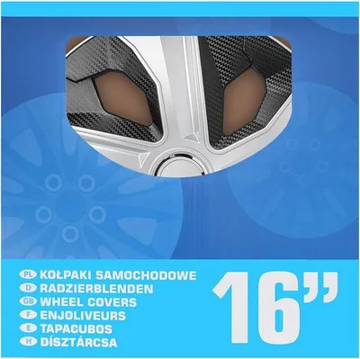 Produktbild von 16 Zoll Radkappen-Set, silber/schwarz, 4-teilig