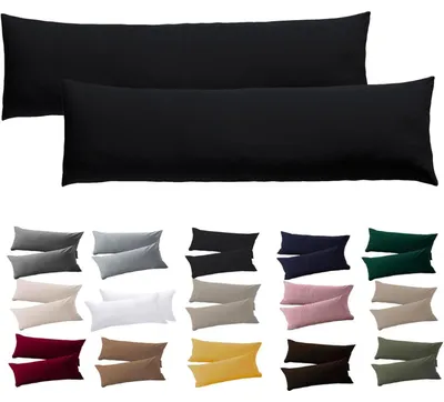 Image de Coussin pour personnes dormant sur le côté, housse 40 x 145 cm, lot de 2, couleur noire, microfibre, fermeture éclair