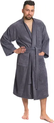 Immagine prodotto di Accappatoio da uomo in cotone modello KIMONO 02 Grigio scuro XL
