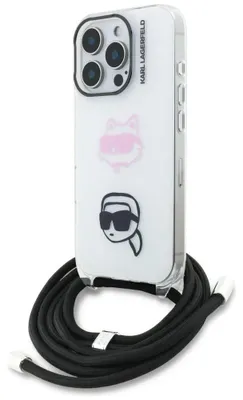 Immagine prodotto di Custodia Karl Lagerfeld Iml Crossbody        Karl&Choupette Head per iPhone 16 Pro Max, bianco