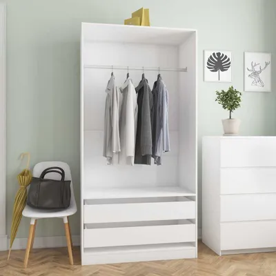 Produktbild von vidaXL Kleiderschrank Weiß 100x50x200 cm Holzwerkstoff