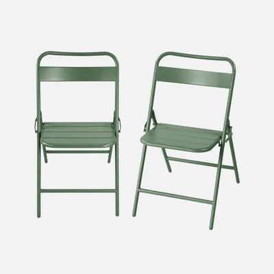 Produktbild von sweeek - 2er-Set klappbare Gartenstühle aus Stahl - Grün