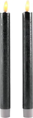 Produktbild von LED Echtwachskerzen Stabkerzen 2er-Set anthrazit 25,5cm Flackermodus BD-10115
