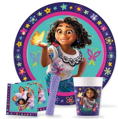Produktbild von Encanto Geburtstagsdeko Partysyet 48 tlg. Deko Kindergeburtstag Partyartikel Einweggeschirr Teller Becher Servietten