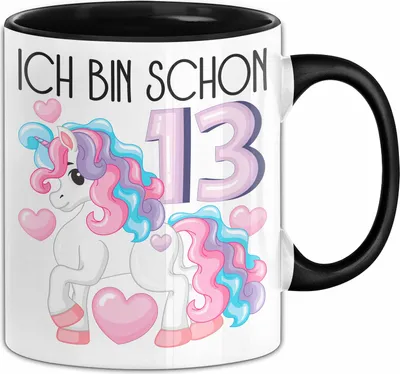 Produktbild von 13. Geburtstag Geschenk Tasse Becher Mädchen Tochter Geburtstagsgeschenk Einhorn Ich Bin Schon 13 Teenager (Schwarz)