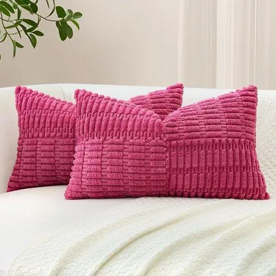 Obrázek produktu pro Uniqoos® Sada 2 kusů povlaků na polštáře z veluru, proužkované, 40 x 60 cm – dekorativní povlaky na polštáře se skrytým zipem, vhodné do obývacího pokoje a ložnice