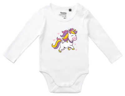 Produktbild von Huuraa Baby Body Einhorn Comic 62 White  Baumwolle Fairtrade Langarmbody Geschenkidee