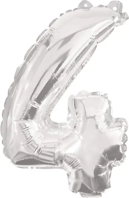 Obrázek produktu pro Číslo 4 – obří stříbrný fóliový balón, 85 cm