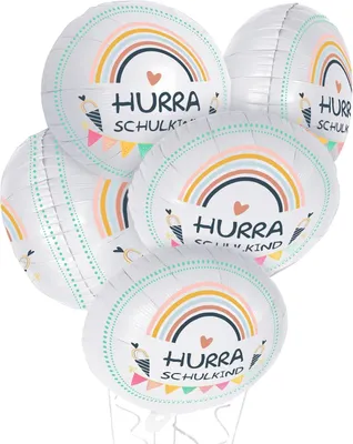 Productafbeelding van Folieballonnen voor de eerste schooldag - Set van 5 - Decoratie voor schoolkinderen - Jongens en meisjes - Rond