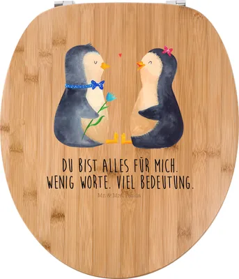 Produktbild von Mr. & Mrs. Panda Klo-Deckel Pinguin Pärchen - Transparent - Geschenk, WC Deckel, WC-Sitz, klo, Pinguine, Hochzeit, Hochzeitsgeschenk, Brille, Klodeckel, Liebe