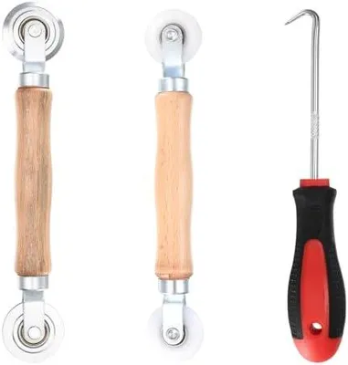 Produktbild von Werkzeug Einzieher Einroller für Keder Fliegengitter Kederwerkzeug Spline Roller, Werkzeug Einzieher Einroller für Keder Gummischnur, Doppelrad Kedereinroller Dichtungseinroller für Fenster