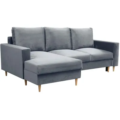 Produktbild von Ecksofa DAVE L-Form 230 cm, Hellblau, Sofa mit Schlaffunktion, Bettkasten, Ottomane links