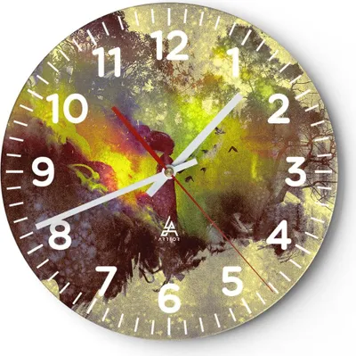 Produktbild von Wanduhr - Rund - Glasuhr - Gesicht Grafik Abbildung Mädchen - 30x30cm - Schleichendes Uhrwerk - Lautlos - zum Aufhängen bereit - Dekoration Modern - Wanddekoration aus Glas - C4AR30x30-3195