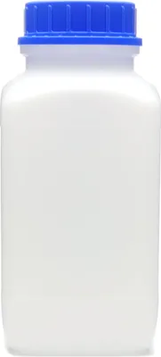 Immagine prodotto di bottiglia a collo largo da 2500 ml con coperchio blu, colore naturale, quadrata, G 80