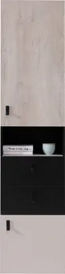 Produktbild von Regalschrank in schwarz mit Eiche und beige, PITTSBURGH-133