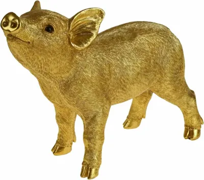 Produktbild von Werner Voß Dekofigur Schwein, Schweineskulptur, Polyresin, Steinmehl, Goldfarben, 25 cm, 54051