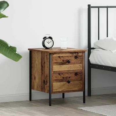 Zdjęcie produktu dla Maison Exclusive - Nocny stolik z recyklingowanego drewna, 40 x 42 x 50 cm, wykonany z płyty wiórowej i metalu