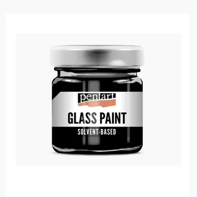 Zdjęcie produktu dla PENTART Rozpuszczalnikowa farba do szkła, 30 ml, czarna