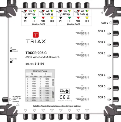 Obrázek produktu pro TRIAX jednokabelový multiswitch 6 výstupů 10 účastníků kaskádovatelný TDSCR 906