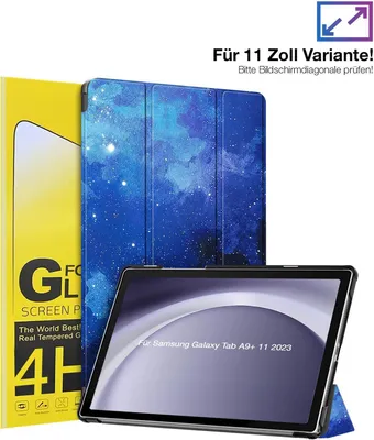 Produktbild von Schutzhülle + 2x 4H Displayfolie für Samsung Galaxy Tab A9+ Plus 2023 11 Zoll Cover Case Schutz Tablet Farbe: Starry Sky