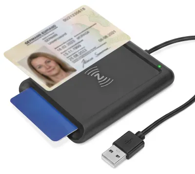2-in-1 NFC-Kartenleser, USB, kontaktbehaftet & kontaktlos, 95 cm Kabel