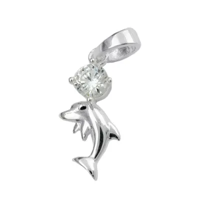 Produktbild von Anhänger 16x8mm Delfin mit Zirkonia glänzend Silber 925 silber 16x8mm