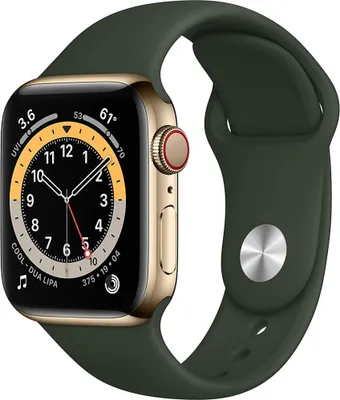Produktbild von Apple WATCH Series 6 40mm GPS+Cellular Edelstahlgehäuse Gold Sportarmband Grün