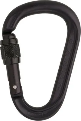 Schwarzer HMS-Karabiner mit Schraubverschluss von Austri Alpin; geeignet für Klettern.