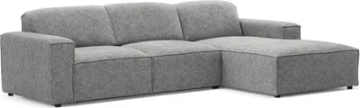 Produktbild von Wohnlandschaft Ecksofa "La Mia" - Luxus - Blur Hellgrau Stoff, L-Form, Moderne Loungegarnitur, Ecksofa für das Wohnzimmer, Ottomane Rechts.
