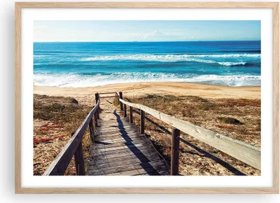 Produktbild von Gerahmtes Poster - Rahmen in heller Eiche - Meer Strand Eintritt - 70x50 cm - Wand Bild - Wanddeko - Wandbilder - Wandposter - Bilderrahmen - Bilder - Kunstdruck - Wandbild - P2NAA70x50-4359