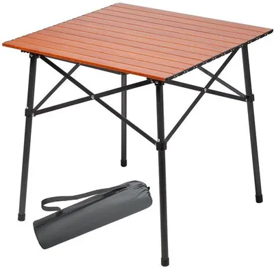 Imagen del producto de Mesa compacta de aluminio - 4,3 kg - 70 x 70 x 67 cm - Ligera - Plegable - Ideal para camping - Bolsa de transporte