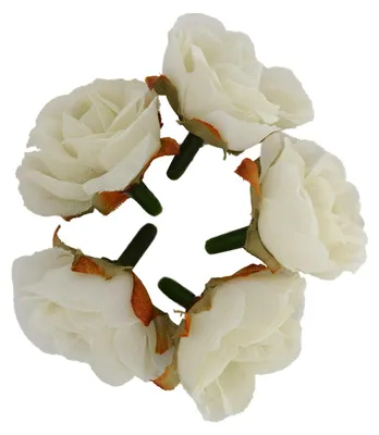 5 x Deko Rose , Rosenblüte creme