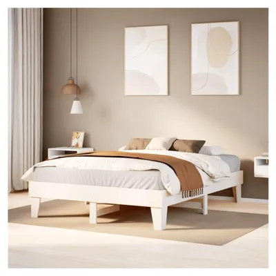 Produktbild von Bettgestell ohne Matratze Weiß 140x190 cm Massivholz Kiefer