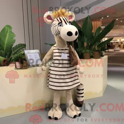 Produktbild von Beiges REDBROKOLY Zebra-Maskottchenkostüm mit A-Linien-Rock und Handtaschen
