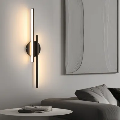 Immagine prodotto di Lampada da parete a LED - Lampada da parete moderna - 3000 K, luce bianco caldo - Colore nero - 2 sorgenti luminose - Luce direzionata verso l'alto e verso il basso - Non dimmerabile