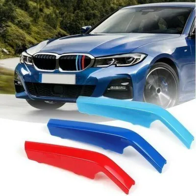 Produktbild von 3 x M-Color Sportstreifen-Emblem Frontgrill-Zierleiste für BMW 3er G20 2019-2021 (8-teiliger Grill)