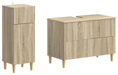 Image de vidaXL Ensemble de deux meubles de salle de bain ARNHEM, en chêne Sonoma