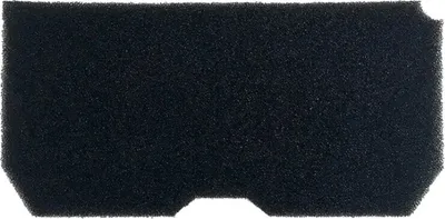 A black foam filter on a white background.